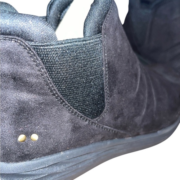 NIB RYKA Water Repellent Black Suede Ankle Boots with Leopard Accent 8.5 M - Picture 4 of 4